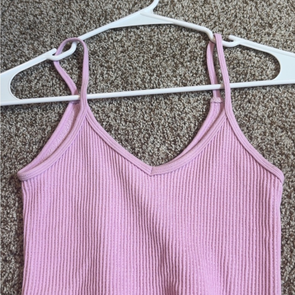 Pink Ribbed Tank Top